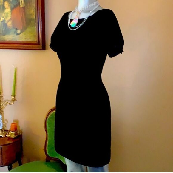 Rachel‎ Zoe Black Velvet Lace-Back Puff Sleeve Mini Dress Black Size 8 NWT - Picture 4 of 12